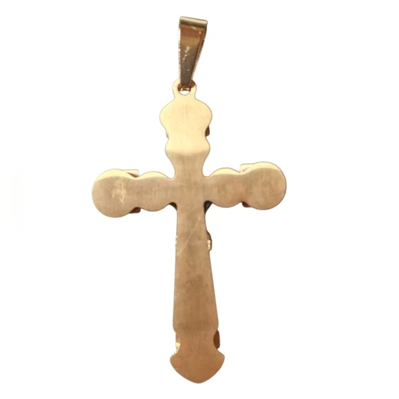 Stainless Steel Gold Crucifix Pendant New - Picture 2 of 4